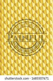 Painful gold shiny badge. Scales pattern. Vector Illustration. Detailed.