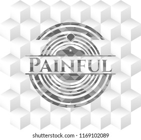 Painful grey emblem with cube white background