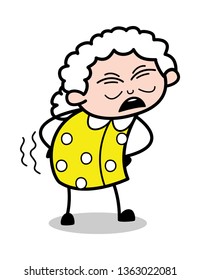 Painful - Old Cartoon Granny Vector Illustration