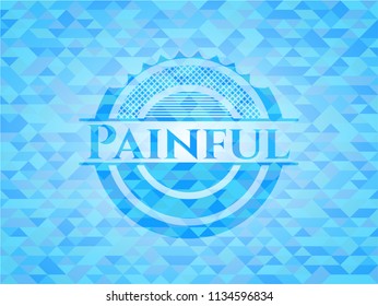 Painful realistic light blue mosaic emblem