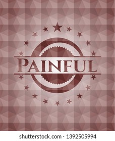 Painful red badge with geometric background. Seamless.