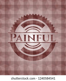 Painful red badge with geometric pattern background. Seamless.