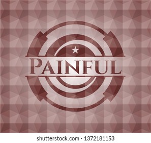 Painful red badge with geometric pattern. Seamless.