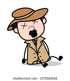Painful - Retro Cartoon Police Agent Detective Vector Illustration