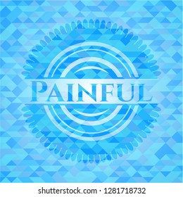 Painful sky blue emblem with mosaic ecological style background