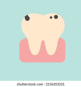 Painful tooth with cavities. Vector illustration