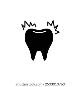 Ícone Doloroso Dos Dentes. Cuidados dentários. Odontologia. Ilustração de linha fina personalizável. traçado editável.