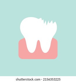 Painful White Tooth With A Chip. Vector Illustration