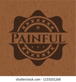 Painful wooden emblem. Retro