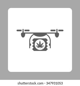 Painkiller Airdrone Delivery vector icon. Style is flat rounded square button, dark gray and white colors, silver background.
