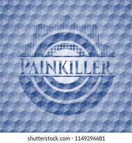 Painkiller blue badge with geometric pattern.