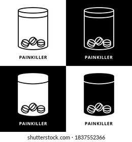 Painkiller Bottle Icon Line and Glyph Style. Medicine Pills Vector Illustration. Medical Drugs Logo Conceptual Design