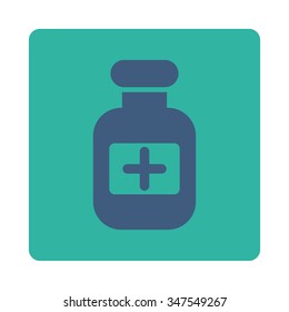 Painkiller Container vector icon. Style is flat rounded square button, cobalt and cyan colors, white background.