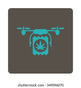 Painkiller Copter Delivery vector icon. Style is flat rounded square button, cyan and grey colors, white background.