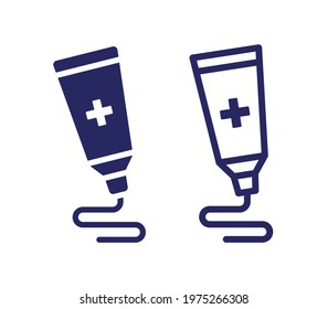Painkiller cream tube icon. Medication concept