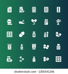 painkiller icon set. Collection of 25 filled painkiller icons included Pills, Medicine, Pill, Drug, Prescription