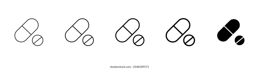 painkiller icon Simple thin line logo set
