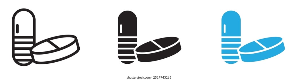 Painkiller pills icon vector set illustration