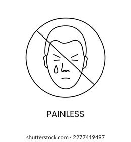 Painlessness line icon in vector, illustration of a man with pain on his face