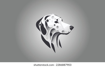 Paint Abstract Dogs and white color dog logo design artwork.