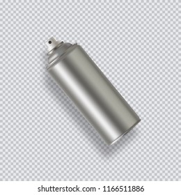 Paint Aerosol Spray Metal 3D Bottle Can, Graffiti, Deodorant, Household Chemicals, Poison. Front View. Illustration Isolated On transparent Background. Mock Up Template For Your Design. Vector EPS10