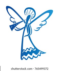 Paint Angel is sounding  Simple vector illustration free hand line 