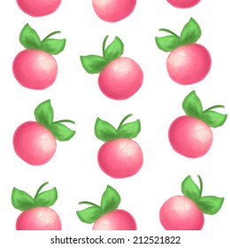 Paint apple vector seamless pattern. Hand drawn wallpaper