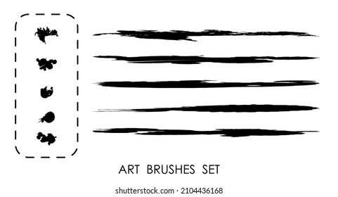 pinta ART BRUSHES SET. Golpes y puntos. Se ha diseñado para marcos y trazos decorativos. Vector