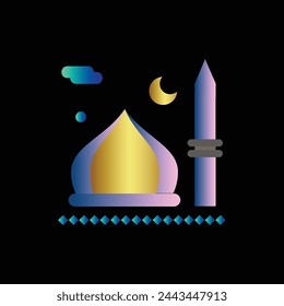 Paint art tools, design - thin line web icon set. Contains such Icons as masjid, Color palette, Paint and more. Outline icons collection. Simple vector illustration.Islamic Line Art Icons Set.