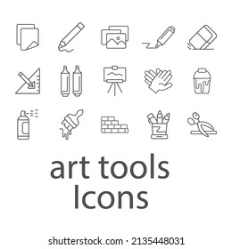 Paint art tools icons set . Paint art tools pack symbol vector elements for infographic web