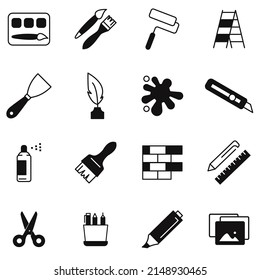 Paint art tools icons set . Paint art tools pack symbol vector elements for infographic web