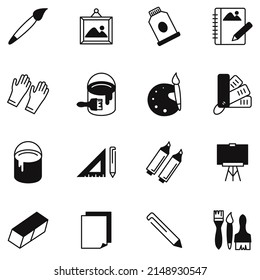 Paint art tools icons set . Paint art tools pack symbol vector elements for infographic web