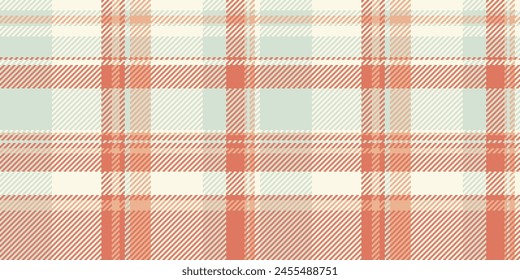 Paint background fabric vector, mosaic seamless tartan pattern. Merry christmas textile plaid texture check in old lace and red color.