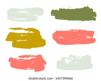 Paint background texture stains collection. Trendy ink brush stroke splashes. Grunge elements for labels, tags, stamps design. Watercolor texture paint ink stains isolated on white.