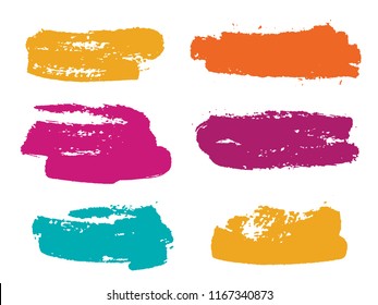 Paint background texture stains vector set. Minimal ink brush stroke smears. Grunge elements for labels, tags, stamps design. Watercolor texture paint ink stains isolated on white.