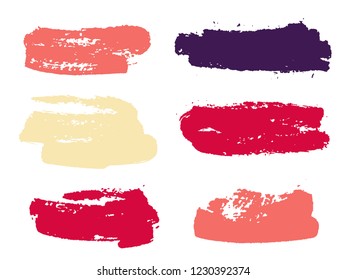 Paint background texture stains vector set. Graffiti ink brush stroke smears. Dirty artistic design elements, boxes, borders for text. Watercolor texture paint ink stains isolated on white.