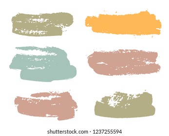 Paint background texture stains vector set. Trendy ink brush stroke smears. Dirty artistic elements for labels, tags, stamps design. Watercolor texture paint ink stains isolated on white.