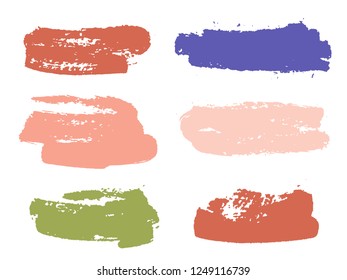 Paint background texture stains vector set. Trendy ink brush stroke smears. Dirty artistic design elements, boxes, borders for text. Watercolor texture paint ink stains isolated on white.