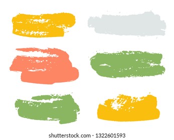 Paint background texture stains vector set. Minimal ink brush stroke splashes. Grunge elements for labels, tags, stamps design. Watercolor texture paint ink stains isolated on white.