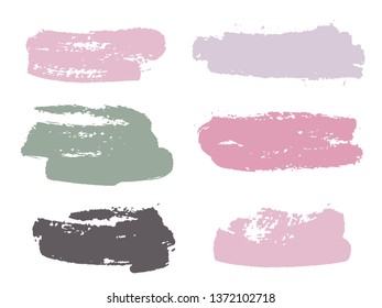 Paint background texture stains vector set. Hipster ink brush stroke smears. Dirty artistic design elements, boxes, frames for text. Watercolor texture paint ink stains isolated on white.