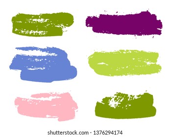 Paint background texture stains vector set. Minimal ink brush stroke smears. Dirty artistic design elements, boxes, frames for text. Watercolor texture paint ink stains isolated on white.