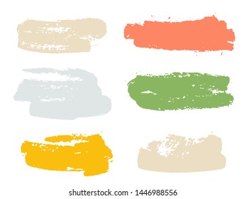 Paint background texture stains vector set. Trendy ink brush stroke splashes. Grunge elements for labels, tags, stamps design. Watercolor texture paint ink stains isolated on white.