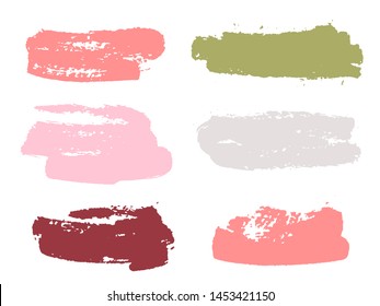 Paint background texture stains vector set. Soimple ink brush stroke smears. Dirty artistic elements for labels, tags, stamps design. Watercolor texture paint ink stains isolated on white.