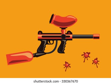 Paint ball gun for extreme active rest. Ammunition and armor for active sport. 