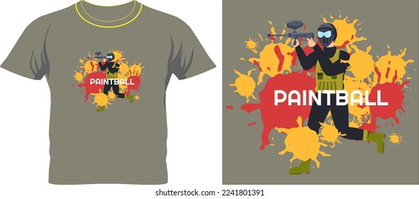 paint ball t shirt graphic design vector illustration 