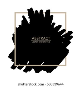 Paint banners. Ink brush strokes with rough edges. Marker stains. Black border. Vector illustration eps10.