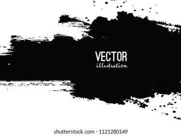 Paint black banner. Brush stroke. Vector grunge background with place for your text.