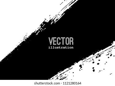 Paint black banner. Brush stroke. Vector grunge background with place for your text.