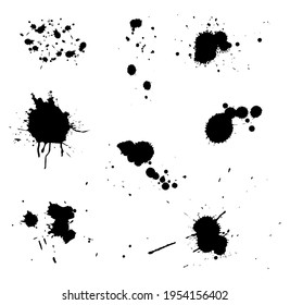 Paint black blobs and Ink splashes, splatter