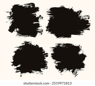 Paint black color vector editable grunge brush strokes background set